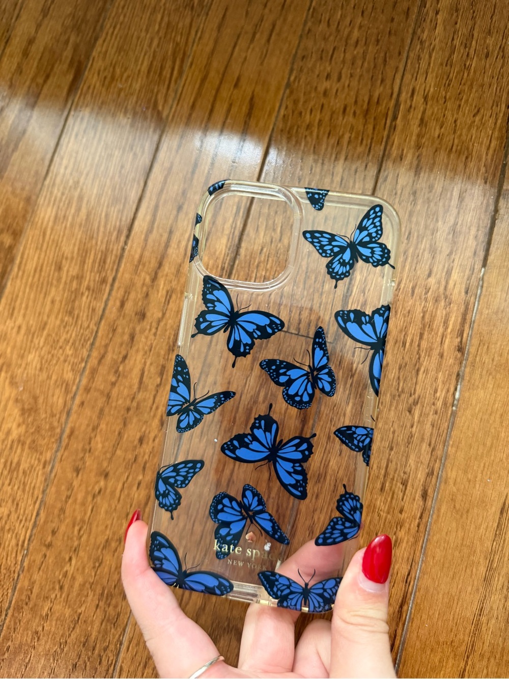 kate spade Clear Case with Blue Butterfly Print